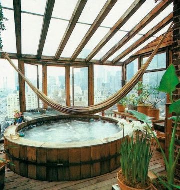 hot tub with view