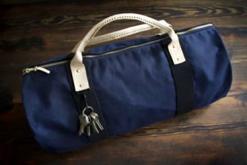 blue duffel bag