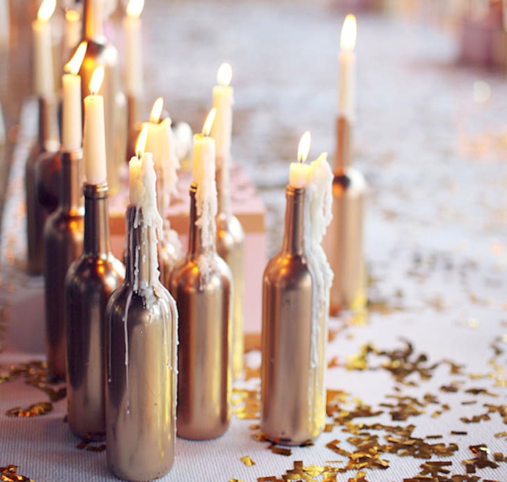 wine bottle candle holders