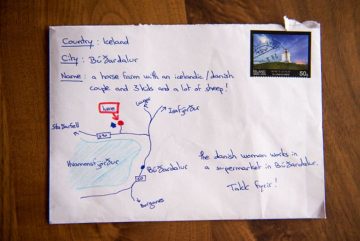hand drawn map envelope no address iceland 1