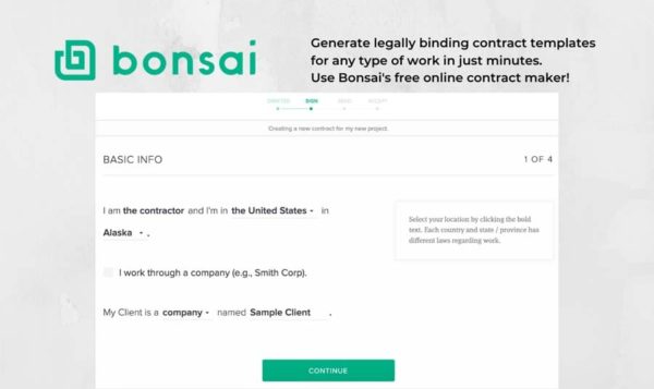 bonsai Online contract maker